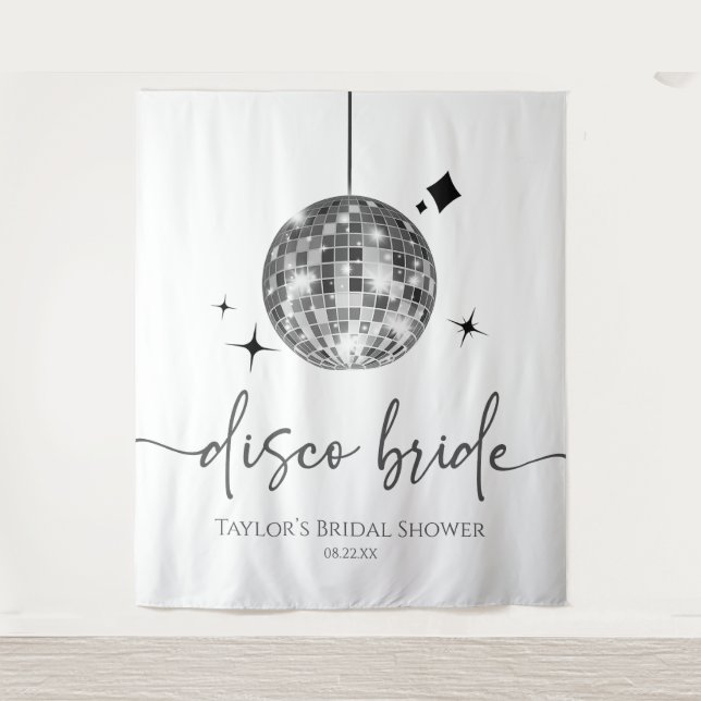 Silver Disco Ball Disco Bridge Brautparty Wandteppich (Vorderseite)