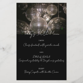 Silver Disco Ball Geburtstagsmenü Party