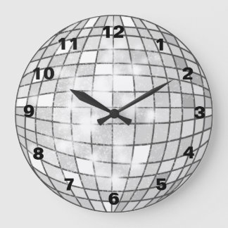 Silver Disco Ball Große Wanduhr