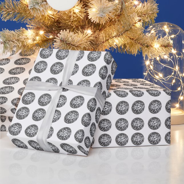 Silver Disco-Ball-Muster Geschenkpapier (Feiertage)