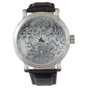 Silver Disco Ball Party Glamour Armbanduhr