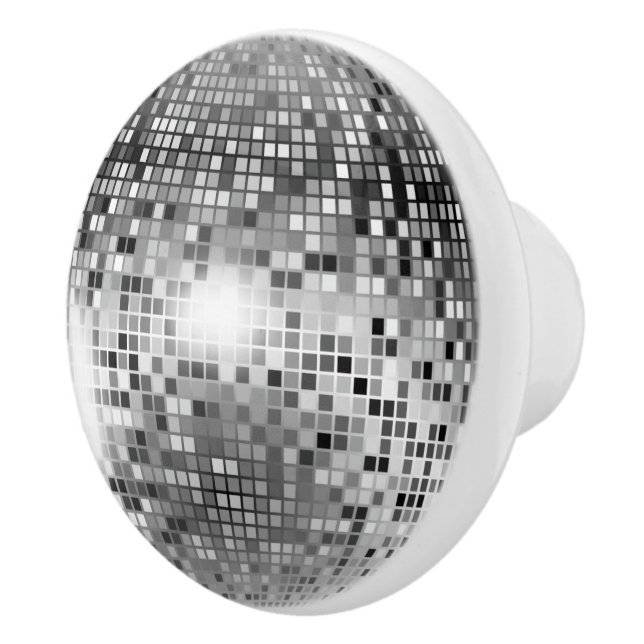Silver Disco Ball Party Glamour Keramikknauf (Rechts)