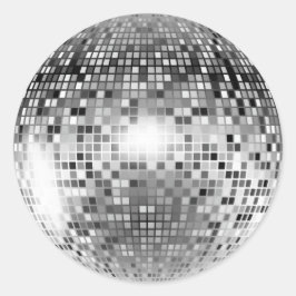 Silver Disco Ball Party Glamour Runder Aufkleber