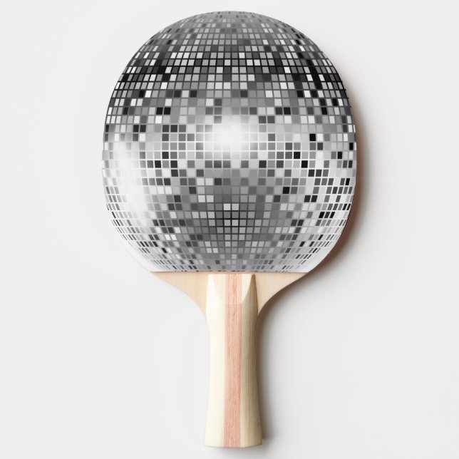Silver Disco Ball Party Glamour Tischtennis Schläger (Vorderseite)