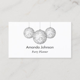 Silver Disco Balls Party Planer Custom Visitenkarte
