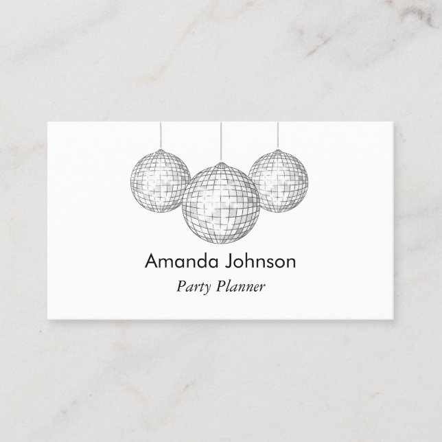Silver Disco Balls Party Planer Custom Visitenkarte (Vorderseite)