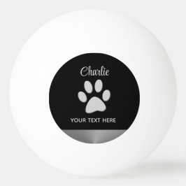 Silver Dog Paw auf schwarzem Hintergrund Tischtennisball
