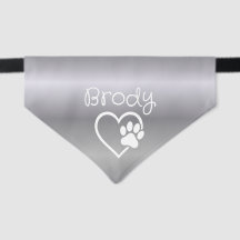 Silver Dog Paw Heart Name