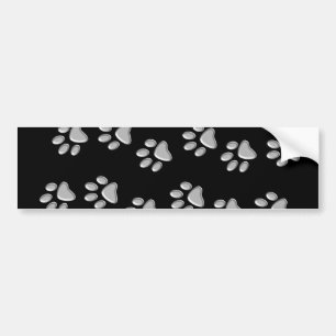 Silver Dog Paws Schwarzer Hintergrund Print Patter Autoaufkleber