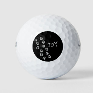 Silver Dog Paws Schwarzer Hintergrund Print Patter Golfball