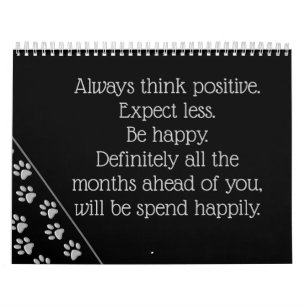 Silver Dog Paws Schwarzer Hintergrund Print Patter Kalender