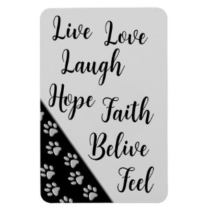 Silver Dog Paws Schwarzer Hintergrund Print Patter Magnet