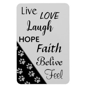 Silver Dog Paws Schwarzer Hintergrund Print Patter Magnet