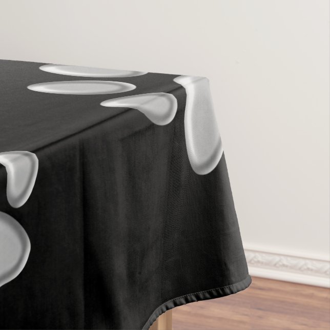 Silver Dog Paws Schwarzer Hintergrund Print Patter Tischdecke (Beispiel)