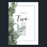 Silver Dollar Eucalyptus Wedding Guest Names Tischnummer<br><div class="desc">Dieses Design bietet Eukalyptus-Blätter und Zweige in Silber-Dollar. Die wunderschöne Vegetation der Eukalyptus-Blätter ergänzt den eleganten, modernen, schwarzen Rahmen, der die Hochzeitsschrift umgibt. Eine perfekte Verbindung von Moderne und Chic mit Eukalyptus silber grünen Farbtönen. Silber Grün, Schwarz und Weiß passen perfekt zu einer rustikalen Hochzeit im Grünen. Einzigartiges Hochzeitsdesign mit...</div>