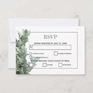 Silver Dollar Eucalyptus Wedding RSVP Cards Karte