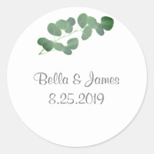 Silver Dollar Eucalyptus Wedding Stickers