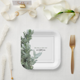 Silver Dollar Eukalyptus Wedding Pappteller