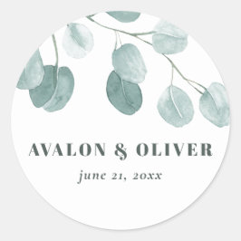 Silver Dollar Eukalyptus Wedding Runder Aufkleber