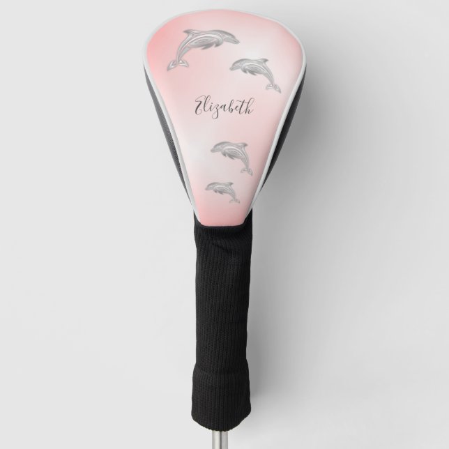 Silver Dolphins Girly Name Golf Head Cover Golf Headcover (Vorderseite)