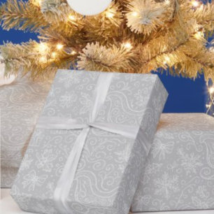 Silver Doodle Christmas Sleigh Pattern Geschenkpapier