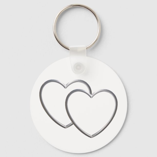Silver Double Hearts Schlüsselanhänger (Vorderseite)
