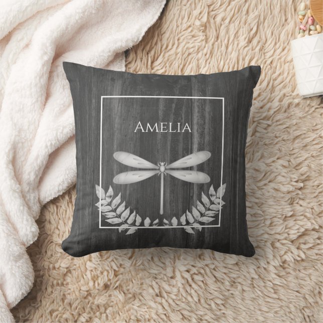 Silver Dragonfly Rustic Throw Kissen (Decke)