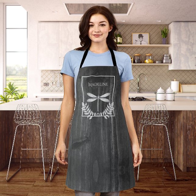 Silver Dragonfly Rustikale Personalisierte Schürze (Silver Dragonfly Rustic Personalized Apron)