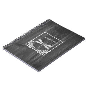 Silver Dragonfly Rustikales Personalisiertes Noteb Notizblock