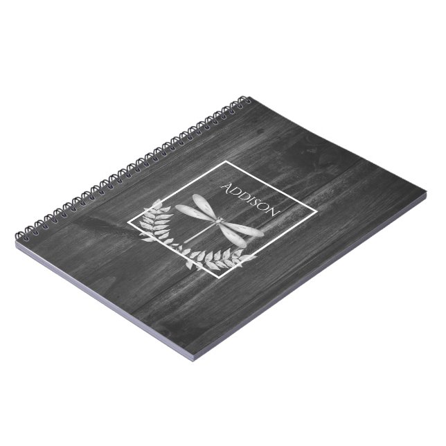 Silver Dragonfly Rustikales Personalisiertes Noteb Notizblock (Linke Seite)
