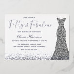 Silver Dress 50 & Fabulous 50. Geburtstag Silber Folieneinladung<br><div class="desc">Silver Dress 50 & Fabulous 50. Geburtstag Silber Foil Einladung Siehe Matching Kollektion in Nest und Nest Store</div>
