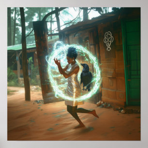 Silver Dress Priestess Witchy AI Art Matt Value Poster