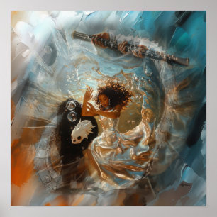 Silver Dress Priestess Witchy AI Art Matt Value Poster