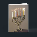 Silver Driedel Chanukah Foto Card Feiertagskarte<br><div class="desc">Senden Sie Chanukah Grüße mit einer eleganten silbernen Menorah mit beleuchteten Kerzen.</div>