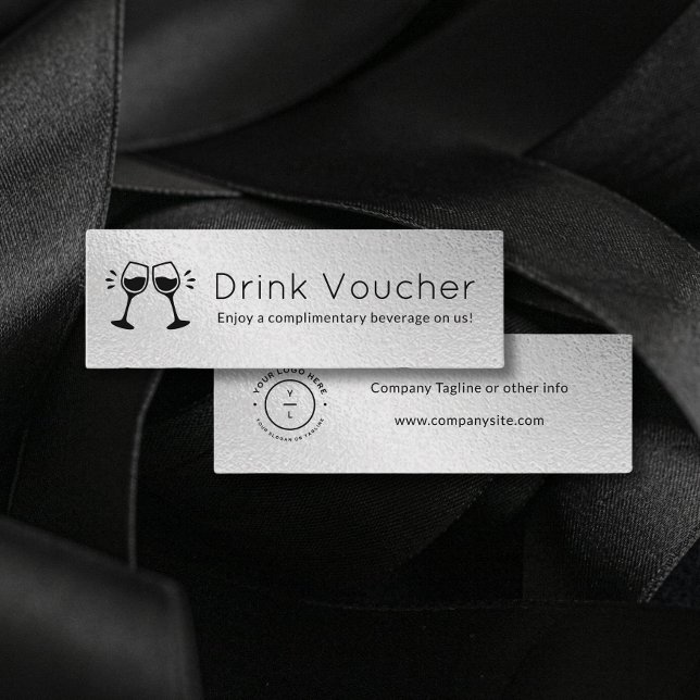 Silver Drink Voucher für moderne Veranstaltungen Mini Visitenkarte (Von Creator hochgeladen)