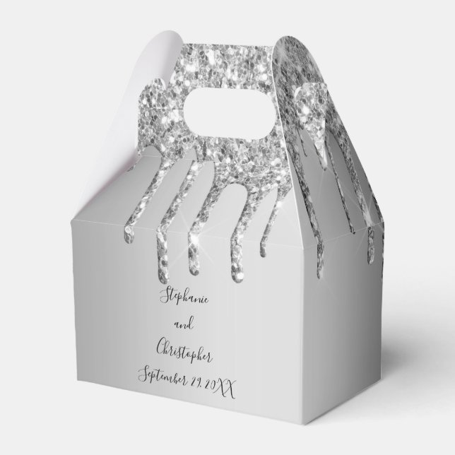 Silver Dripping Glitzer Glitzer Tropfen Hochzeiten Geschenkschachtel (Vorderseite)