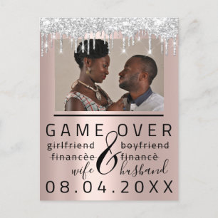Silver DripsFunny Save the Date Couple Foto Postkarte