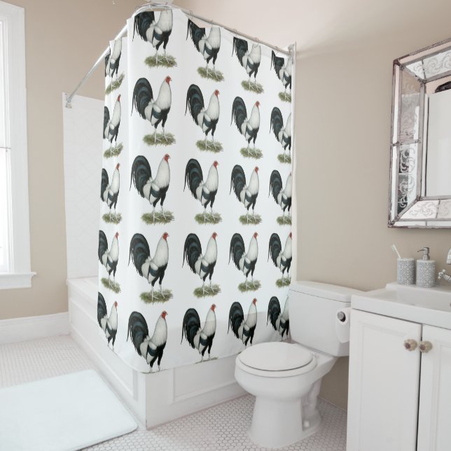 Silver Duckwing Gamecock Duschvorhang (Beispiel)