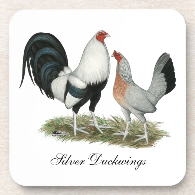 Silver Duckwing Gamefowl Getränkeuntersetzer (Vorderseite)