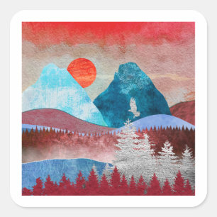 Silver Eagle Landschaft Quadratischer Aufkleber