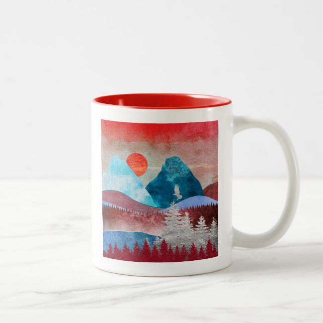 Silver Eagle Landschaft Zweifarbige Tasse (Rechts)