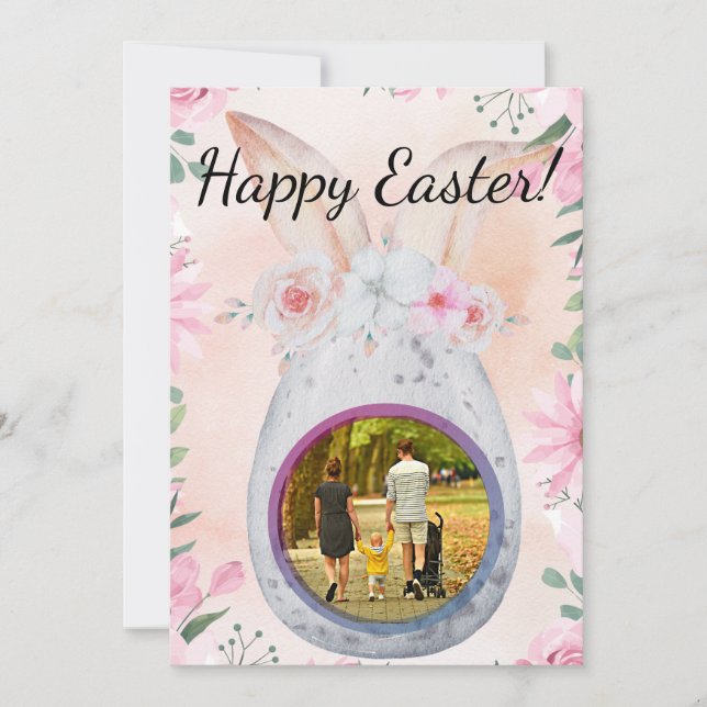 Silver Easter Egg with photo Einladung (Vorderseite)