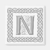 Silver Effect Celtic Knot Monogram Letter N