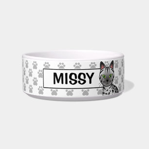 Silver Egyptian Mau Cat Illustration mit Namen Napf