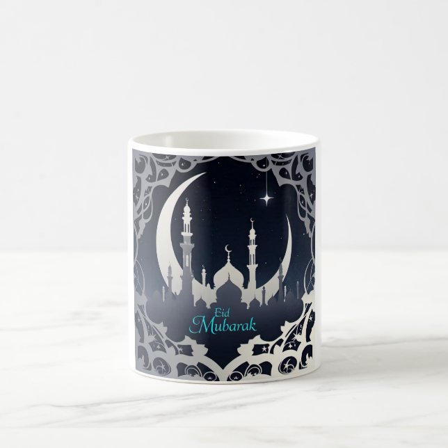 Silver Eid Mubarak Mosque Kaffeetasse (Mittel)