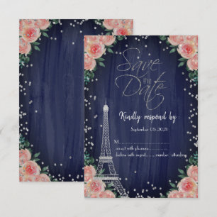 Silver Eiffel Tower Diamonds Floral UAWG Einladung