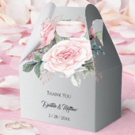 Silver Elegance and Pink Roses Wedding Geschenkschachtel