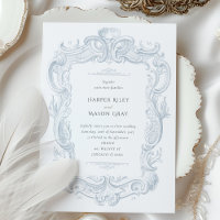 Silver Elegance Baroque Wedding Einladung