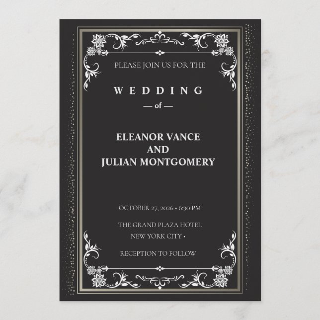 Silver Elegance Collection Wedding Invitation Einladung (Vorderseite)