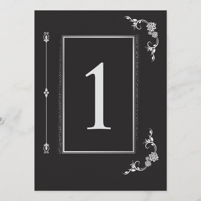 Silver Elegance Collection Wedding Table Number Einladung (Vorderseite)